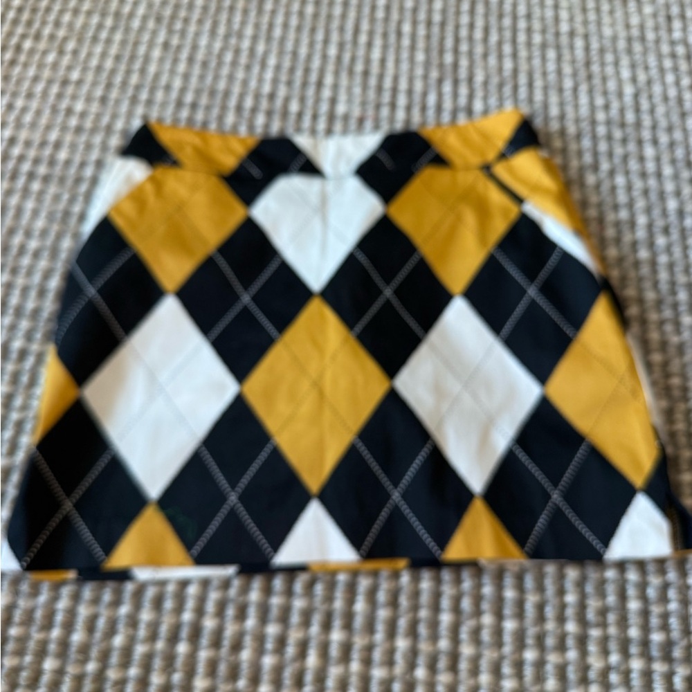 Loudmouth Gold and Black A-Line Mini Skirt
